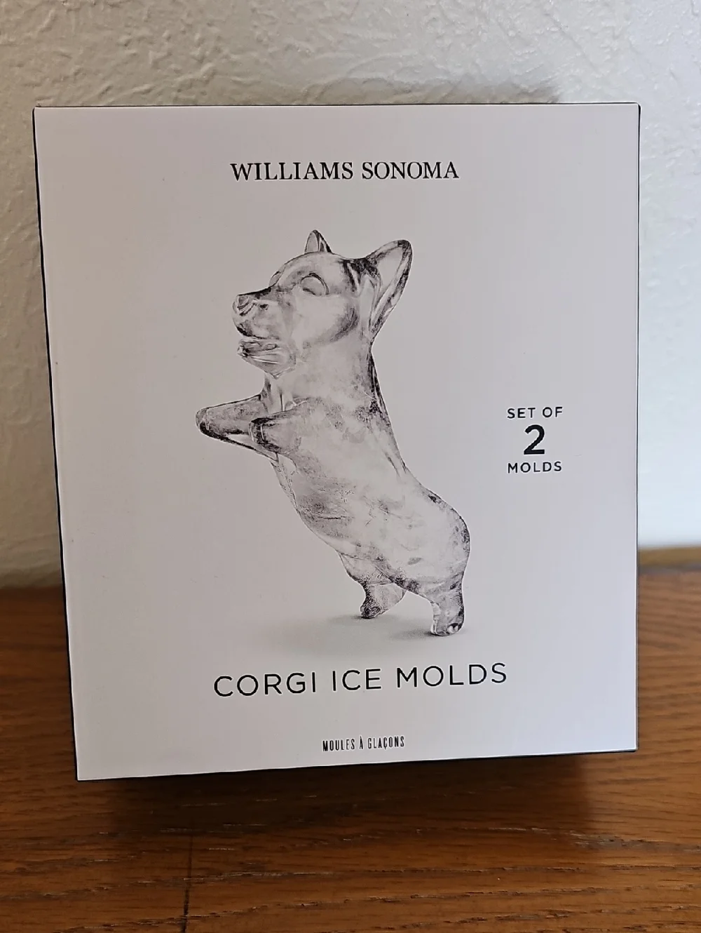 New in box Williams Sonoma White Corgi Ice Molds 2 3D silicone molds